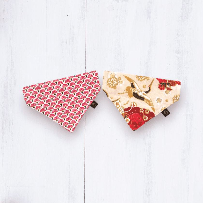 Japanese Crane & Red Fan Pattern μπαντάνα σκύλου - Image 7