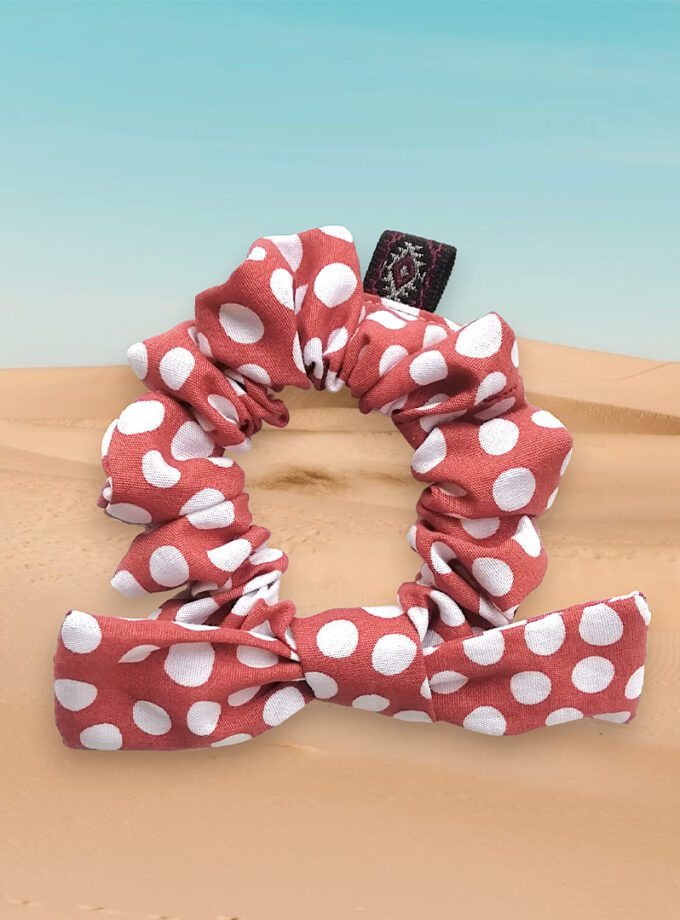 Slim scrunchie - Terracota Polka Dot