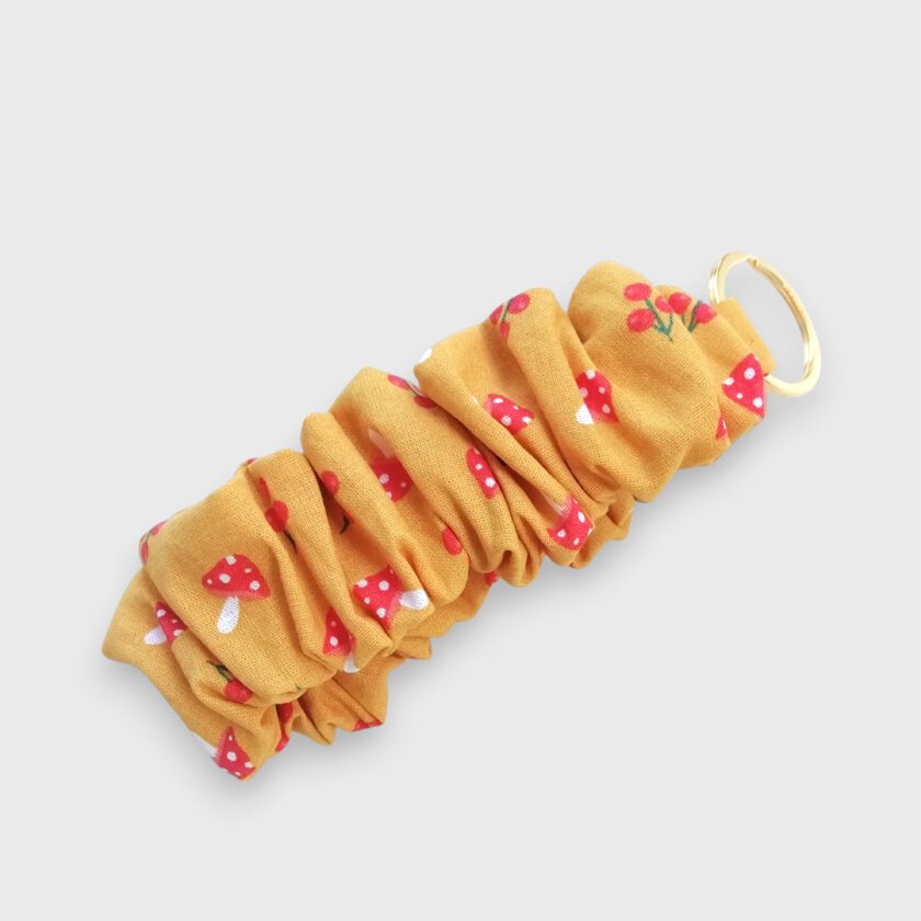 creative stardust scrunchie keyring red mushrooms mustard