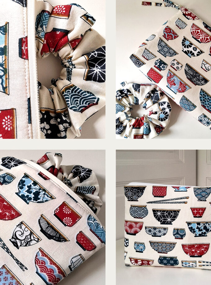Japanese Porcelain - Set Scrunchie με Nεσεσέρ ή Πορτοφόλι